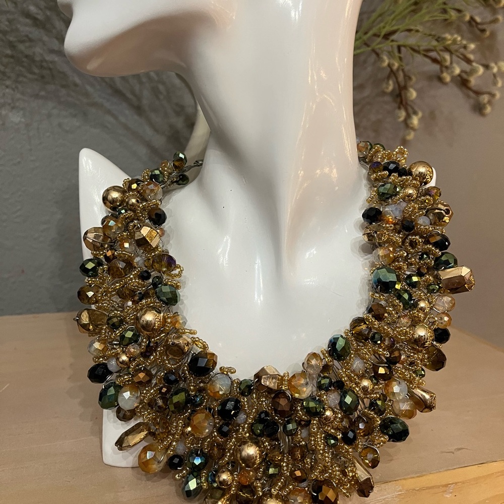 Aldo Gold and Black Beaded Necklace